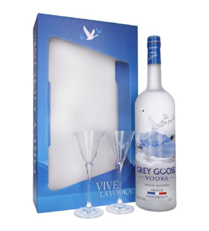 Grey Goose Vodka Magnum Gift Set 1.75 litre with 2 Glasses