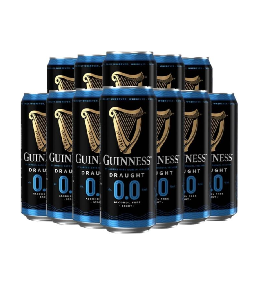 Guinness Draught 0.0 Alcohol Free Stout 440ml Cans (12 Pack)