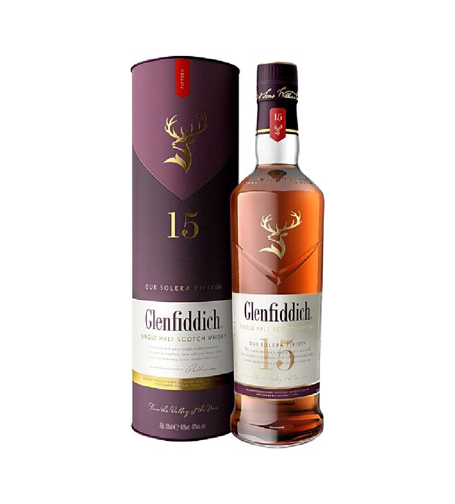 Glenfiddich 15 Year Old Single Malt Scotch Whisky – 70cl