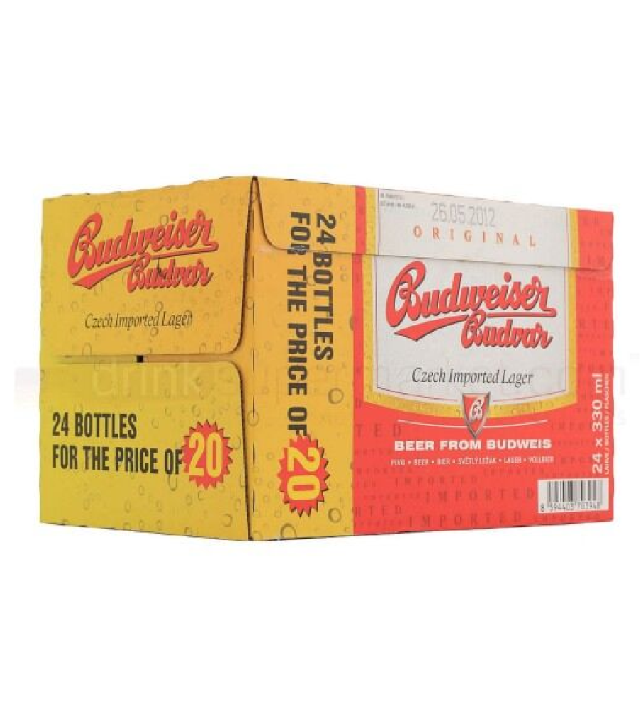 Budweiser Budvar - Premium Czech Republic Lager Beer Bottle - 24 x 330 ml