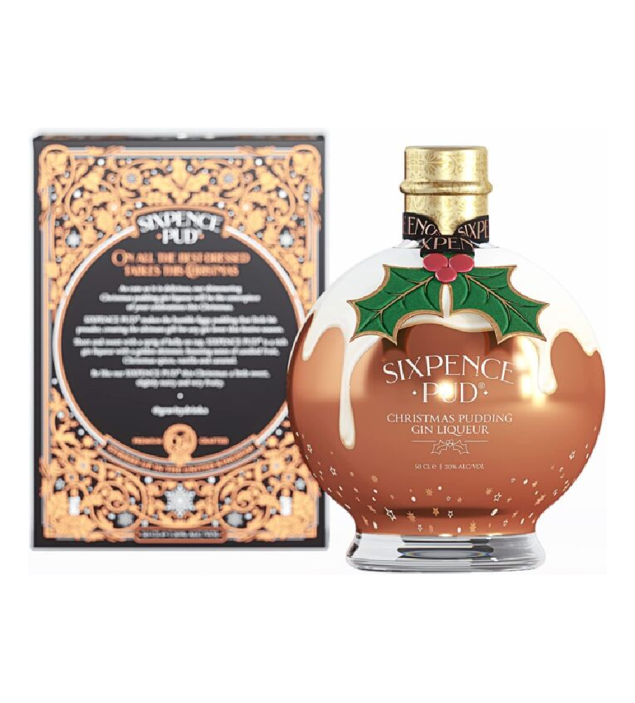 Sixpence Pud Christmas Pudding Gin Liqueur 20% Abv in Gift Box, 50cl