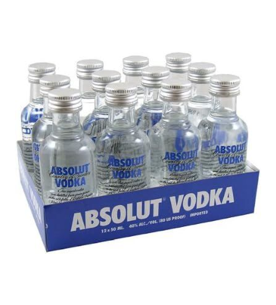 Absolut Blue Plain Vodka 5cl Miniature - 12 Pack