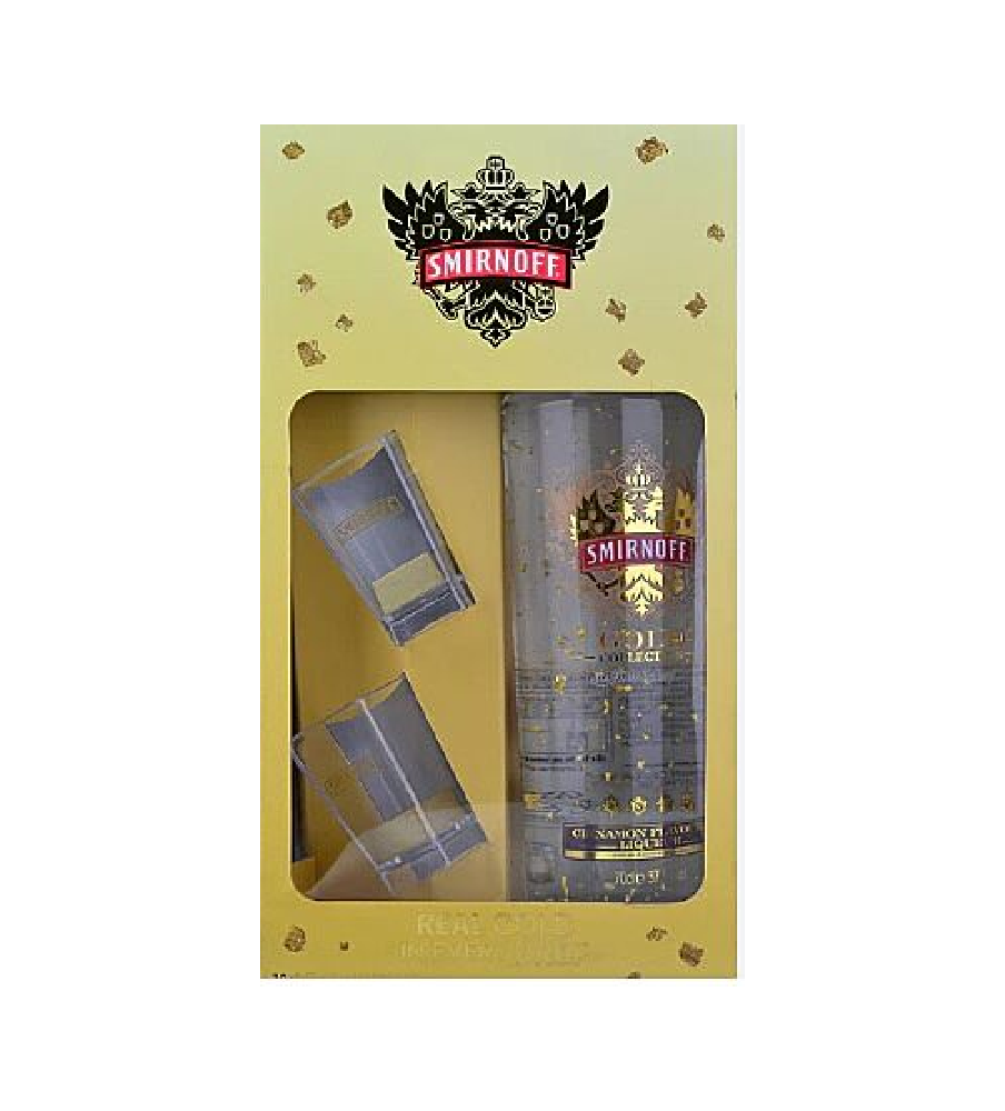 Smirnoff Gold Cinnamon Vodka + 2 Shot Glasses Gift Set 37.5%