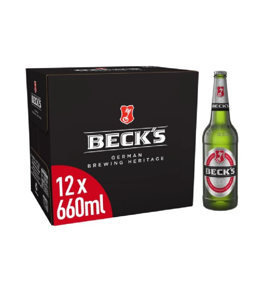 Becks - Premium German Lager Beer Bottle - 12 x 660 ml - 4% ABV