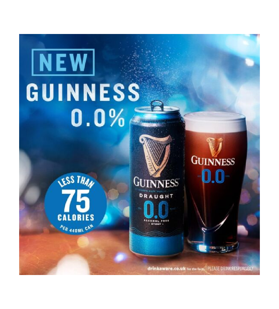 Guinness 0.0% Alcohol Free Draught Stout 24X 440ml ( Case of 24 )