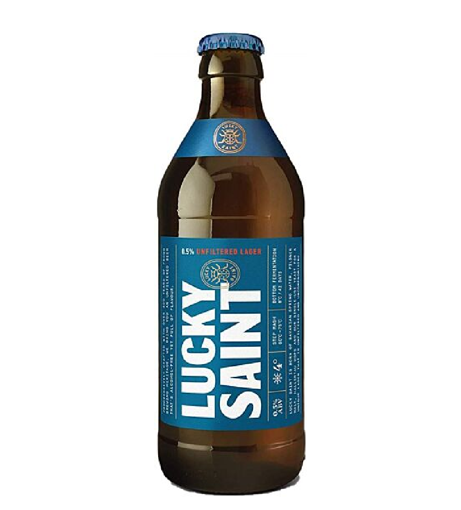 LUCKY SAINT - Alcohol-Free Beer, Superior Unfiltered 0.5% Beer, 12 x 330ml