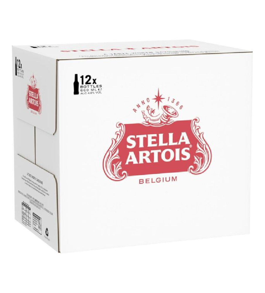 Stella Artois Premium Lager Beer Large Bottle, 12 x 660ml,