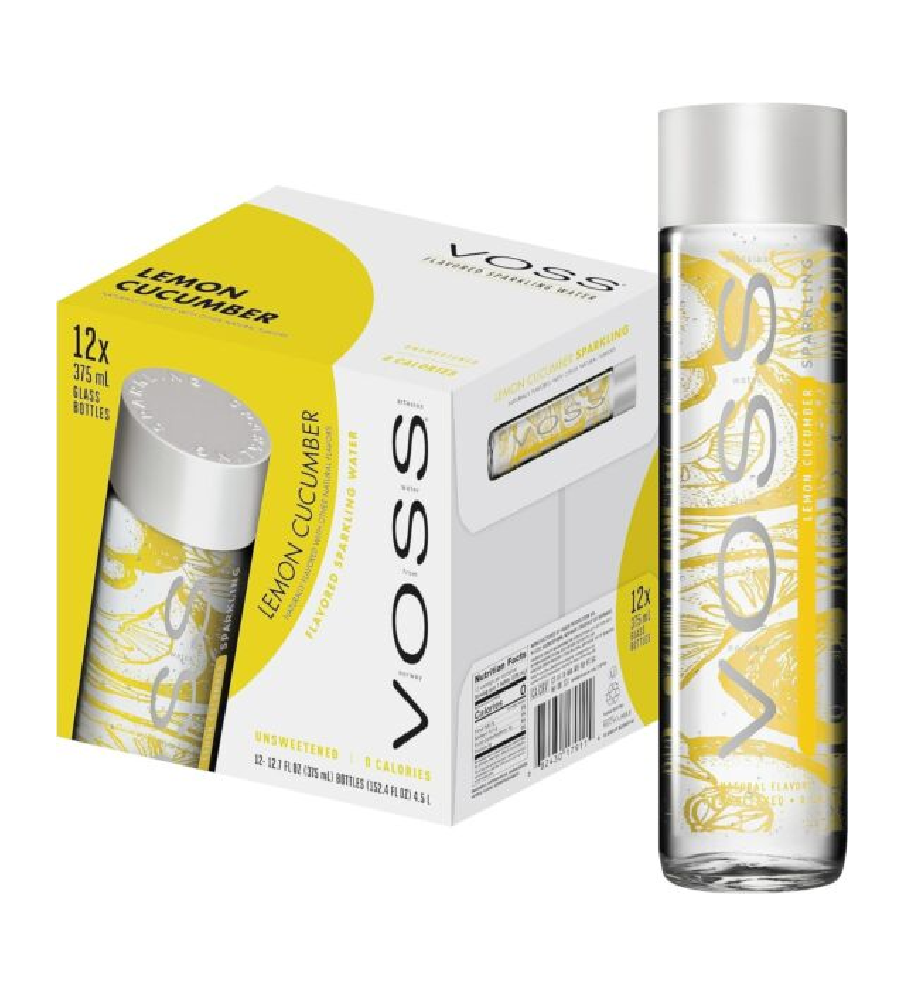 Voss Lemon & Cucumber Sparkling Water 12x 375ml